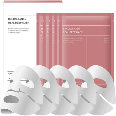 Revitalize Your Skin with Bio Collagen Face Mask - 5PCS Deep Hydration & Wrinkle Reduction Hydrogel Masks
