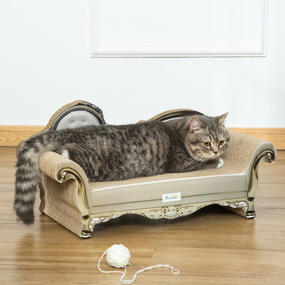Cat Scratching Bed Scratcher Board Pet Furniture Modern W/ Catnip - Brown
