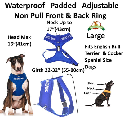 SERVICE DOG Vest Harness Non Pull Front Back Ring Padded Waterproof EX S M L New