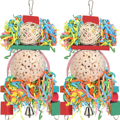 Bird Toys Conure Toys Hanging Natural Soft Sola Ball Beak Chew Shred Forage Toys for Parrots,Cockatiel,Conure,Love Birds,Parakeets,Budgie and Other Small Birds (Boys)